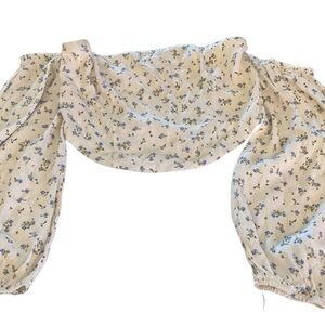 NWT Wild Fable Floral Off The Shoulder Crop Top, White, Medium